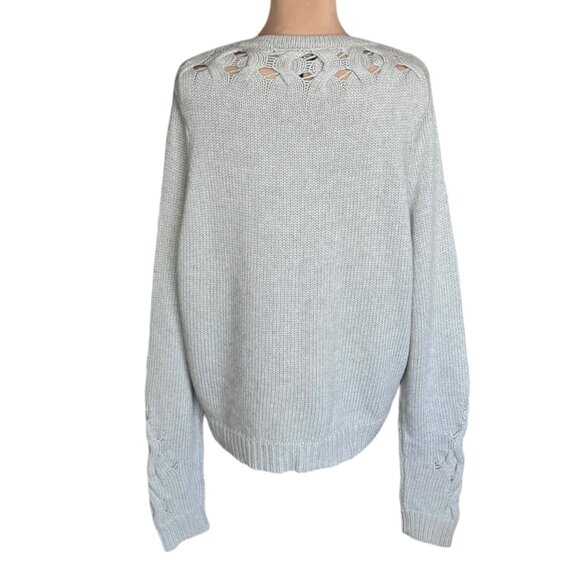 BCBGMAXAZRIA Chunky Sweater Sz.L Gray Wool Blend Boho Chic Coastal Cableknit - Picture 4 of 10